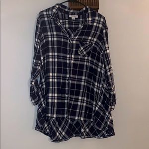 Navy blue & white flannel tunic